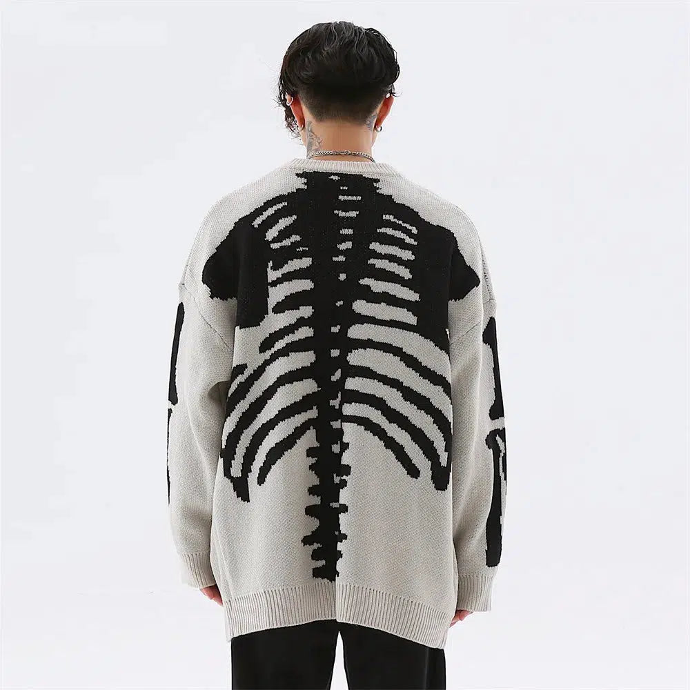 Grunge Skeleton Knitted Sweater Satin Fabric Silk Fabric Chiffon Fabric