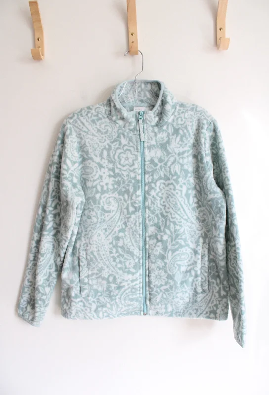 Vera Bradley Blue Green & White Paisley Patterned Fleece Jacket | S Lace Jacket Ribbed Jacket Sequined Jacket Vera Bradley Blue Green & White Paisley Patterned Fleece Jacket | S Lace Jacket Ribbed Jacket Sequined Jacket