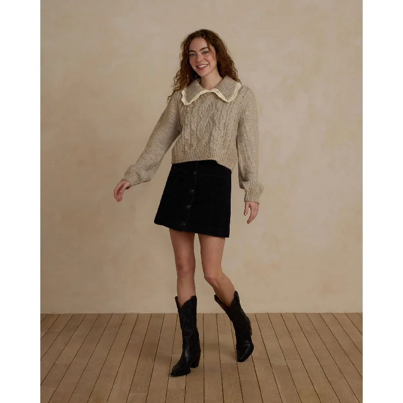 Rylee and Cru Heathered Sand Alice Women Sweater Open Front Closed Front Wrap Front