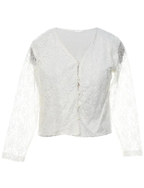 Lace Floral Pattern Jacket - M Toggled Jacket Drawstring Jacket Belted Jacket