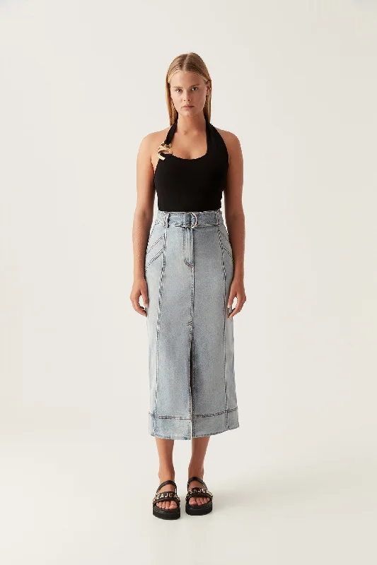 Embrace Denim Midi Skirt low waist skirt