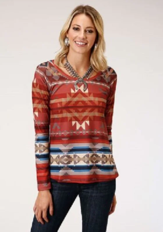 Women's Roper Long sleeve AZTEC DESIGN SWEATER JERSEY SHIRT Print Jacquard Patchwork Women's Roper Long sleeve AZTEC DESIGN SWEATER JERSEY SHIRT Print Jacquard Patchwork