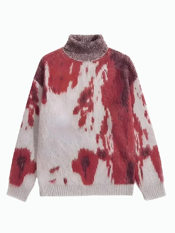 Tie Dye Turtle Neck Knitted Sweater Rayon Fabric Velvet Fabric Corduroy Fabric