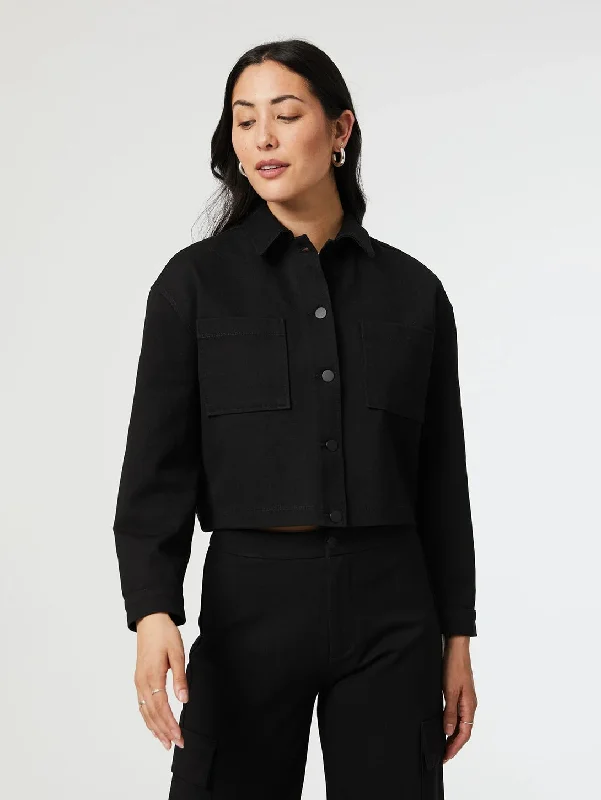 Shirley Jacket - Black Move Stretch Print Jacket Jacquard Jacket Patchwork Jacket
