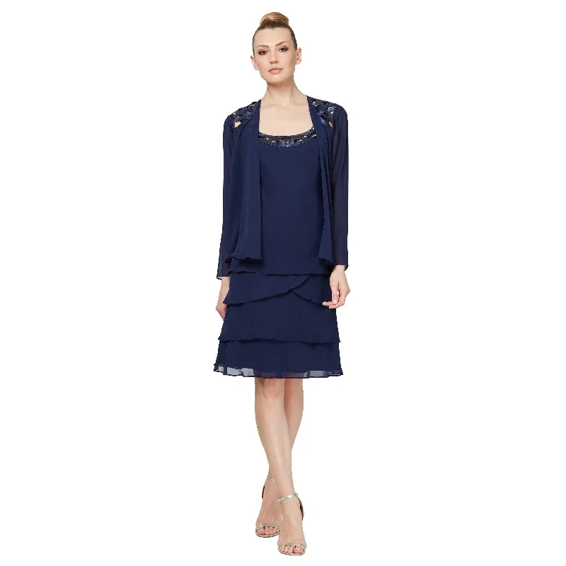 SL Fashions 110692M Short Tiered Skirt Jacket Dress Sale Fleece Jacket Down Jacket Feather Jacket SL Fashions 110692M Short Tiered Skirt Jacket Dress Sale Fleece Jacket Down Jacket Feather Jacket