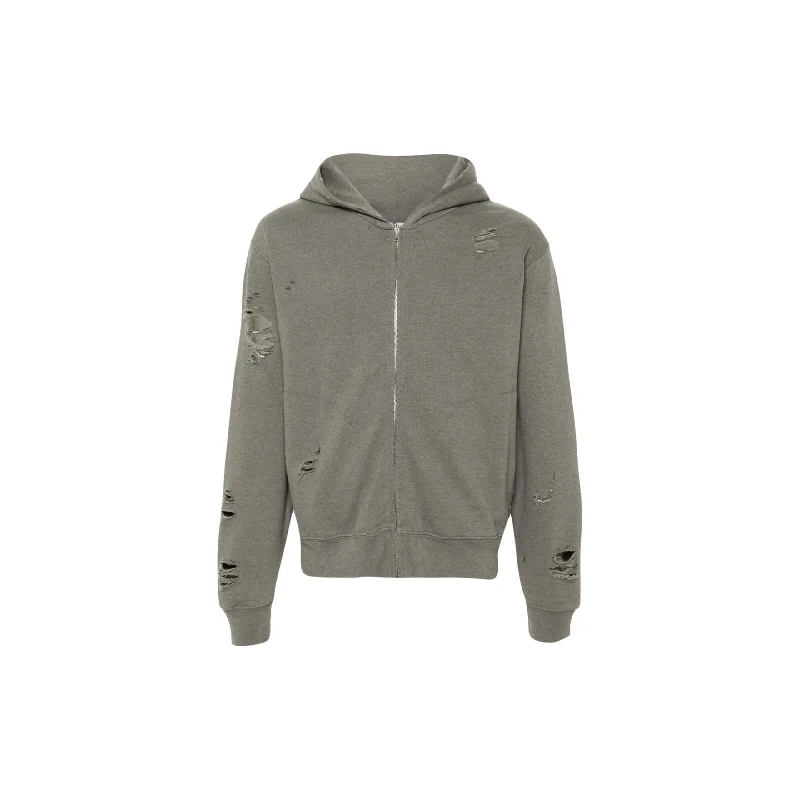 Hooded Zipper Sweater (Moss Green) Handmade Hand-knitted Hand-woven