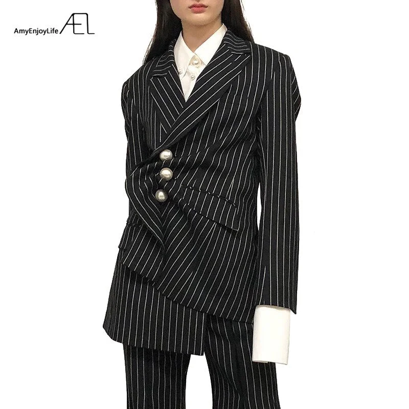 AEL Pearl Button Irregular Woman Single Piece Suit Wrinkle Modeling 2022 Casual Hight Quality Femme Jacket le smoking Cotton Fabric Linen Fabric Terry Fabric AEL Pearl Button Irregular Woman Single Piece Suit Wrinkle Modeling 2022 Casual Hight Quality Femme Jacket le smoking Cotton Fabric Linen Fabric Terry Fabric