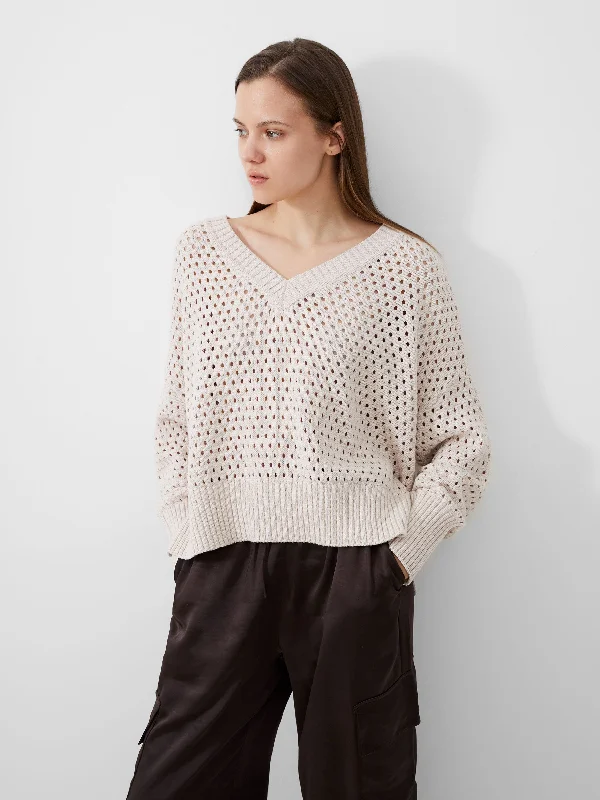 Nini Crochet V Neck Sweater Spandex Rayon Corduroy