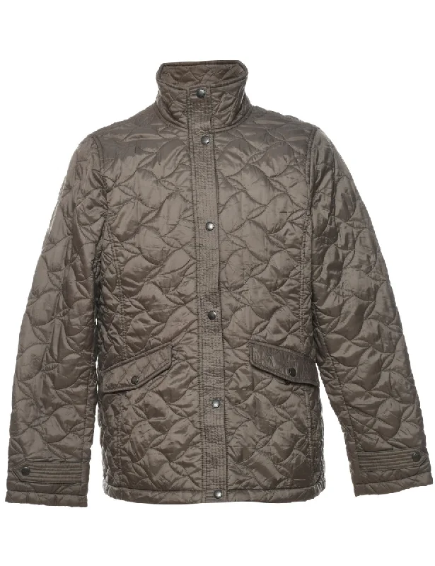 Land's End Light Brown Quilted Jacket  - L Front Pockets Side Pockets Patch Pockets