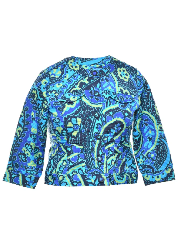 Paisley Pattern Jacket - M Welt Pockets Slit Pockets Flap Pockets