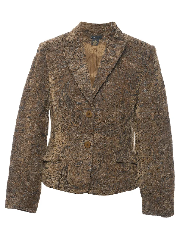 Paisley Pattern Black & Gold Tapestry Jacket - M Belted Jacket Elasticated Jacket Padded Jacket Paisley Pattern Black & Gold Tapestry Jacket - M Belted Jacket Elasticated Jacket Padded Jacket