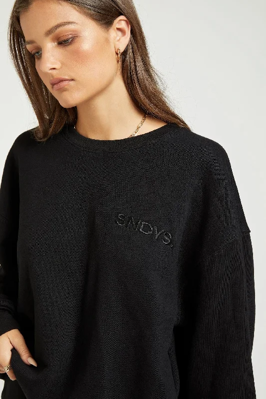 Sundays The Label WOMENS FLIX SWEATER - BLACK Oversized Loose Flowy