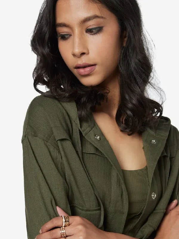 Nuon Khaki Bersh Cropped Hooded Jacket Snapped Jacket Toggled Jacket Drawstring Jacket Nuon Khaki Bersh Cropped Hooded Jacket Snapped Jacket Toggled Jacket Drawstring Jacket