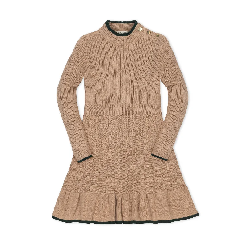 Organic Mock Neck Flounce Sweater Dress - Baby Spandex Blend Rayon Blend Denim Blend Organic Mock Neck Flounce Sweater Dress - Baby Spandex Blend Rayon Blend Denim Blend