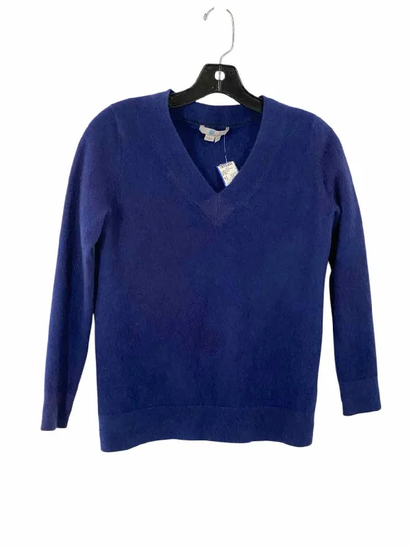 boden Size M Blue 100% cashmere v neck Sweater Solid Print Embellished