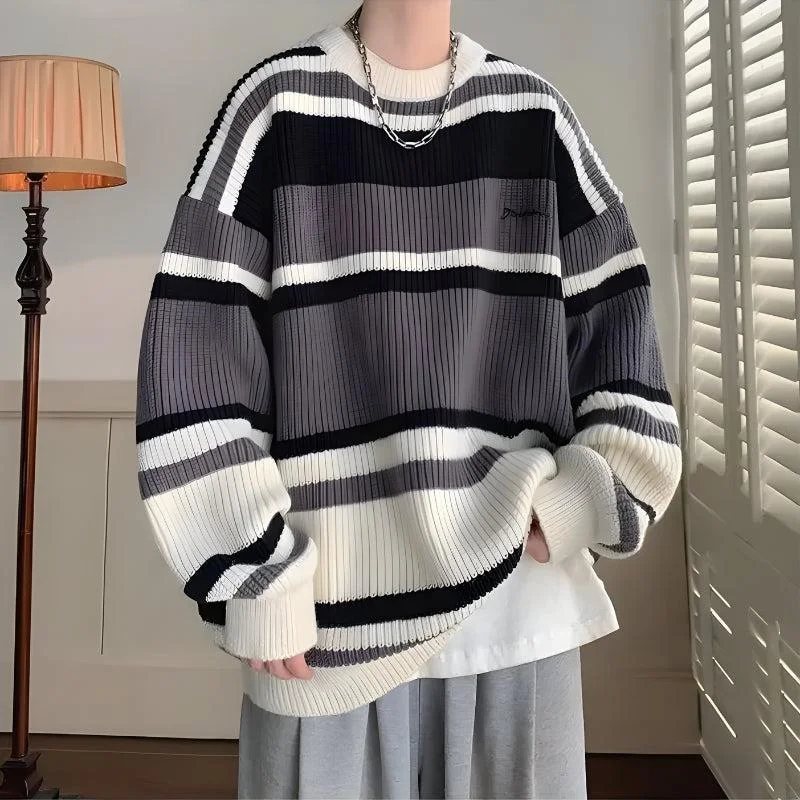 Vintage Striped Knitted Sweater Cotton Fabric Linen Fabric Terry Fabric