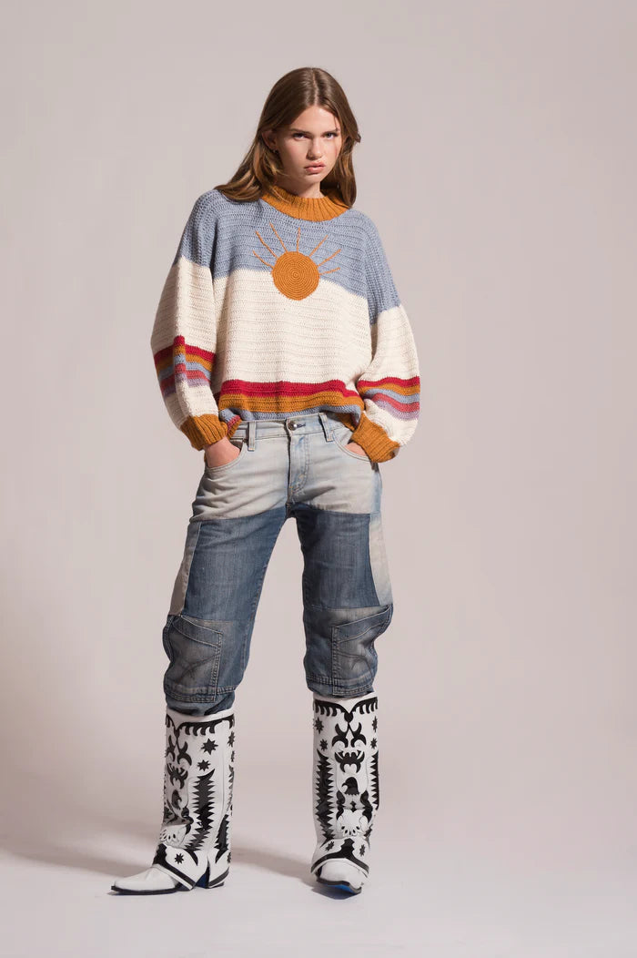 Sunset Knit Sweater Elasticated Padded Insulated