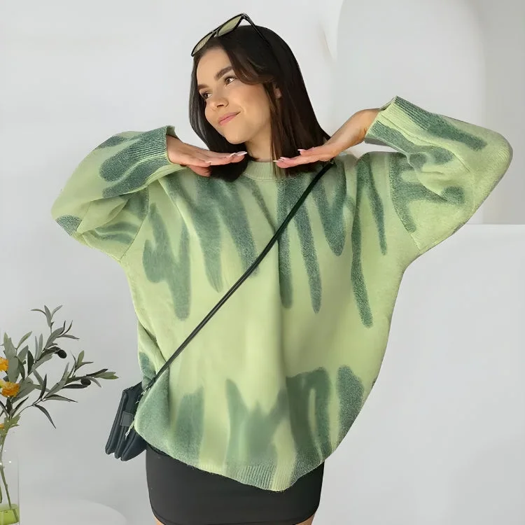 Wavy Line Design Knitted Sweater Handmade Hand-knitted Hand-woven