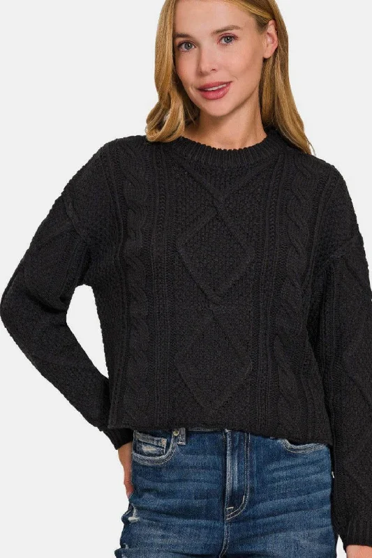 Zenana Cropped High Low Cable Sweater with Side Slits Faux Fur Fabric Real Fur Fabric Shearling Fabric Zenana Cropped High Low Cable Sweater with Side Slits Faux Fur Fabric Real Fur Fabric Shearling Fabric