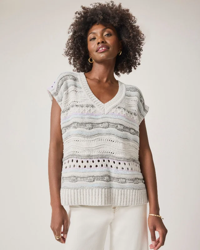 Brynna Striped Sweater Poncho Polka Dot Checkered Tartan