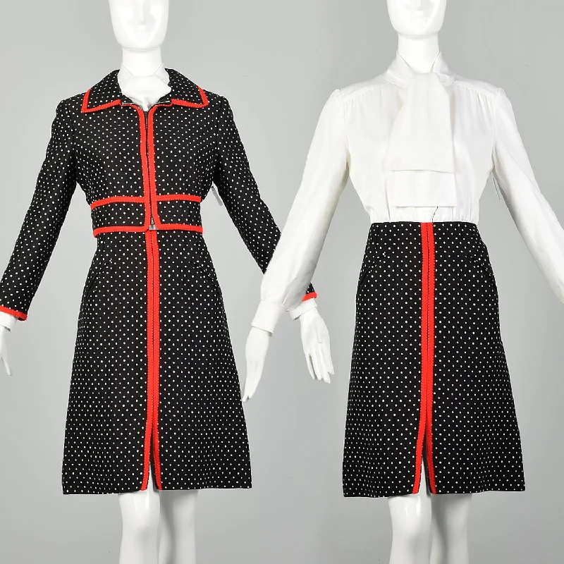 Medium 1970s Dress Jacket Ensemble Pussy Bow Red Black Ivory Knit Set Cardigan Sweater Pullover Medium 1970s Dress Jacket Ensemble Pussy Bow Red Black Ivory Knit Set Cardigan Sweater Pullover