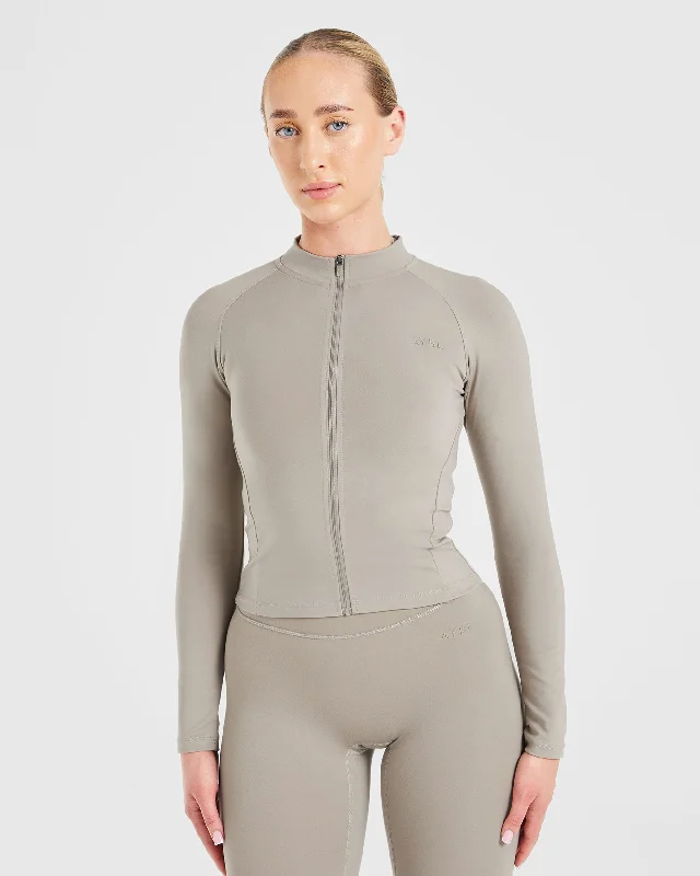 Staple Longline Zip Jacket - Muted Taupe Oversized Jacket Tailored Jacket Straight Jacket