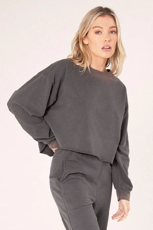 Bayse Brand WOMENS LOUNGE SWEATER - VINTAGE CHARCOAL Wool Sweater Cotton Sweater Cashmere Sweater Bayse Brand WOMENS LOUNGE SWEATER - VINTAGE CHARCOAL Wool Sweater Cotton Sweater Cashmere Sweater