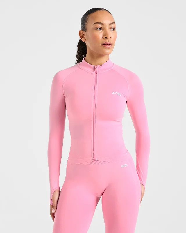 Empower Seamless Full Zip Jacket - Baby Pink Trench Coat Raincoat Waterproof Jacket Empower Seamless Full Zip Jacket - Baby Pink Trench Coat Raincoat Waterproof Jacket