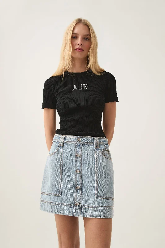 Aura Denim Mini Skirt cashmere skirt fine