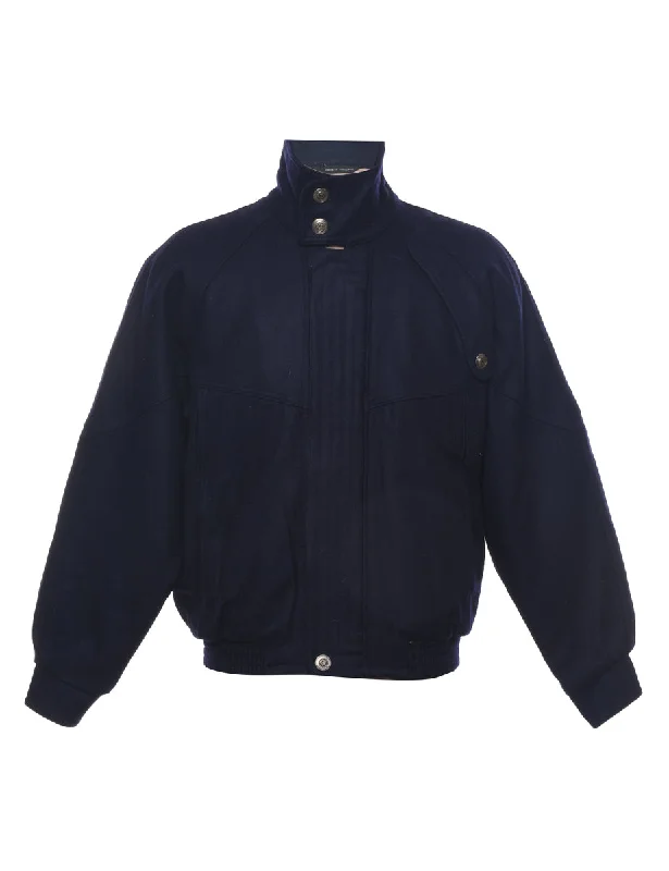 Navy Jacket - M Stand-Up Collar Roll-Neck Collar Turtle Neck