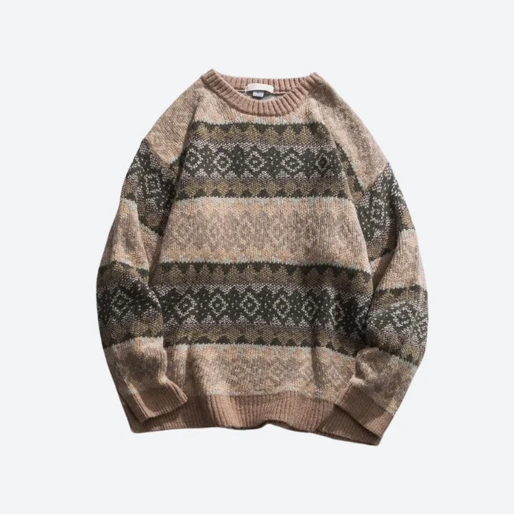 Vintage Jacquard Knitted Sweater Wool Fabric Cashmere Fabric Tweed Fabric