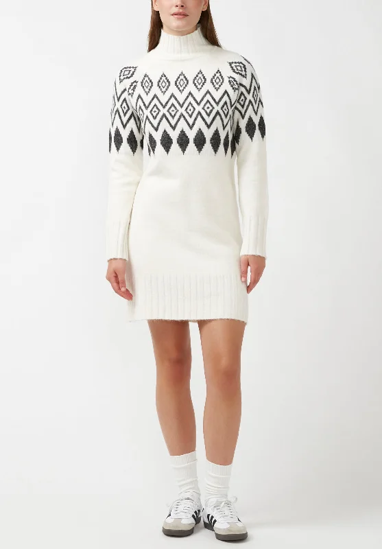 Massima Women's Long Sleeve Mock Neck Sweater Dress in Ivory - SD0001H Casual Formal Business Massima Women's Long Sleeve Mock Neck Sweater Dress in Ivory - SD0001H Casual Formal Business