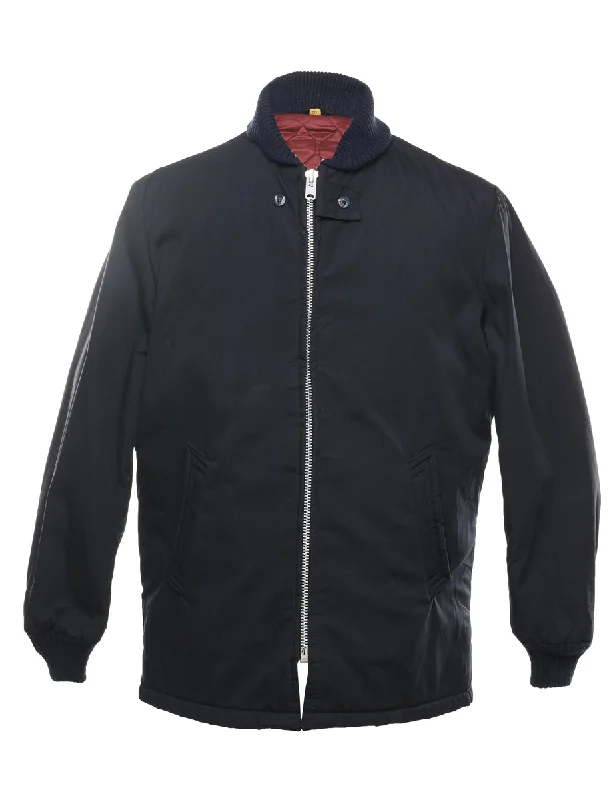 Navy Zip-Front Quilted Lined Jacket - L Hooded Jacket Caped Jacket Shawl Collar Jacket Navy Zip-Front Quilted Lined Jacket - L Hooded Jacket Caped Jacket Shawl Collar Jacket