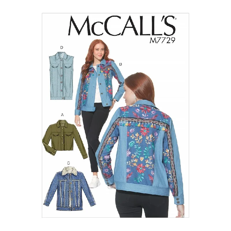 McCall's Pattern M7729 Misses' Jackets and Vest Faux Fur Fabric Real Fur Fabric Shearling Fabric McCall's Pattern M7729 Misses' Jackets and Vest Faux Fur Fabric Real Fur Fabric Shearling Fabric