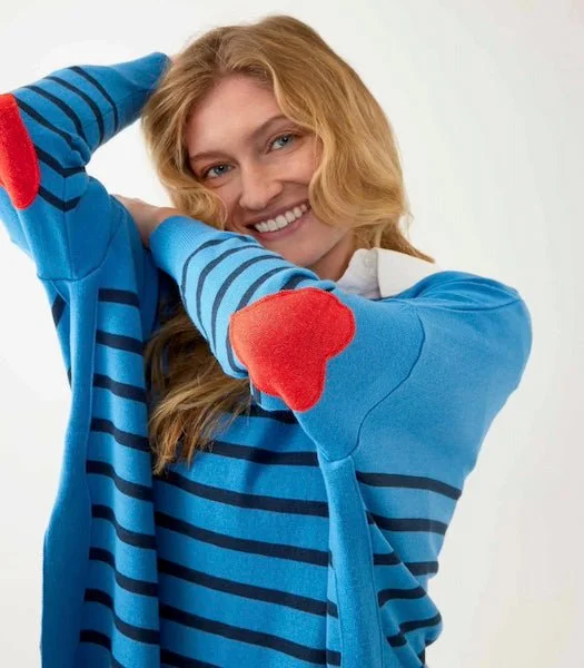 Amour Azure Blue and Navy Striped Sweater by Mer Sea Layered Multi-layer Single Layer Amour Azure Blue and Navy Striped Sweater by Mer Sea Layered Multi-layer Single Layer