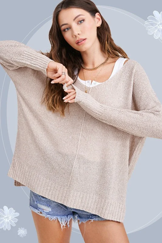 Oversized Stretchy Lightweight Knit Sweater Stretchy Elastic Breathable