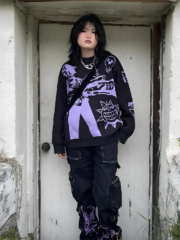 Y2K Anime Knitted Sweater Anti-Pilling Anti-Shrink Durable