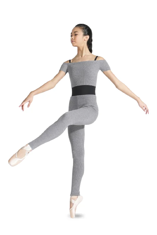CAPEZIO 11382W ADULT RIBBED SWEATER KNIT LEGGINGS Boat Neck Shawl Collar Notched Collar