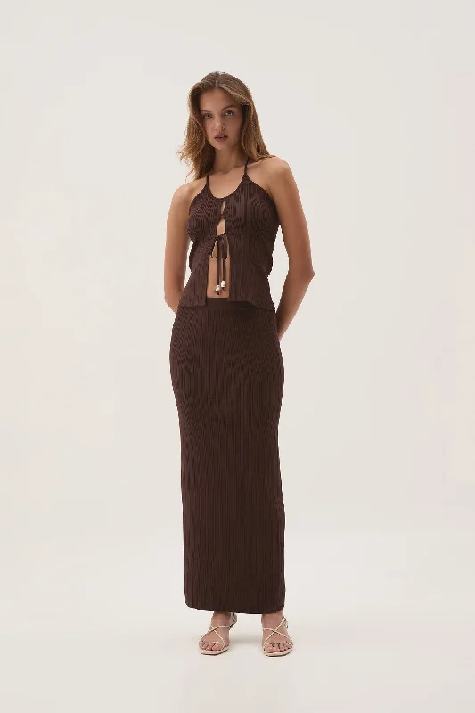 Coraline Ribbed Skirt flowy skirt hem