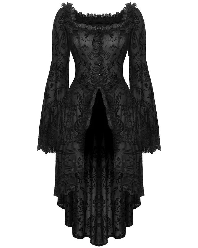 Dark In Love Elegant Gothic Vampire Flocked Velvet Damask Tail Coat Jacket Bomber Jacket Anorak Windbreaker Dark In Love Elegant Gothic Vampire Flocked Velvet Damask Tail Coat Jacket Bomber Jacket Anorak Windbreaker
