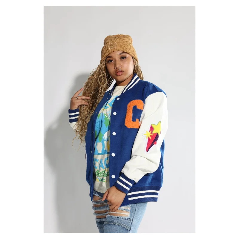 Be Light Varsity Jacket Chenille Fabric Brocade Fabric Lace Fabric