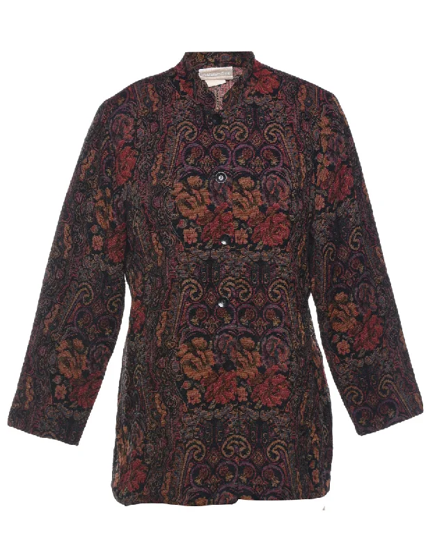 Paisley Pattern Tapestry Jacket - L Denim Fabric Leather Fabric Suede Fabric
