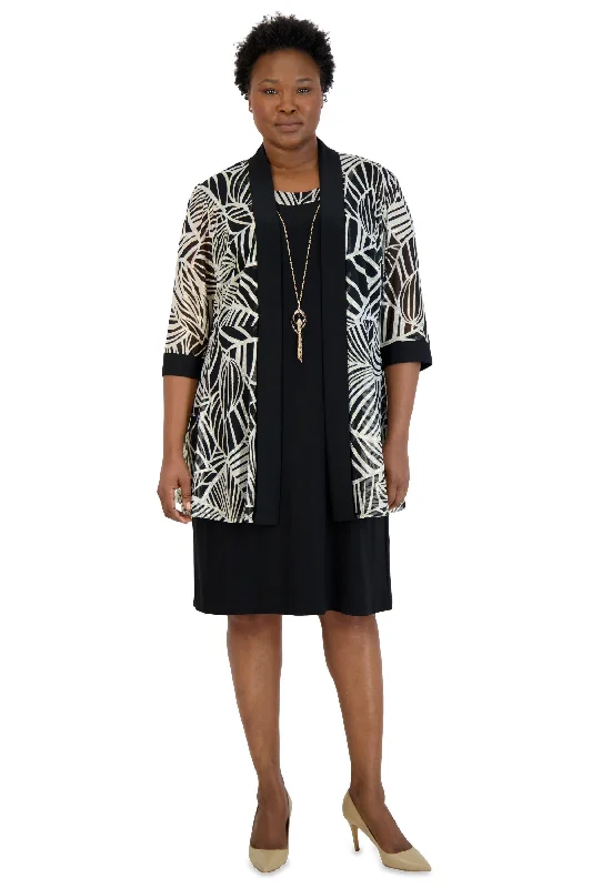R&M Richards 9143W Plus Size Two Piece Jacket Dress Denim Jacket Leather Jacket Suede Jacket