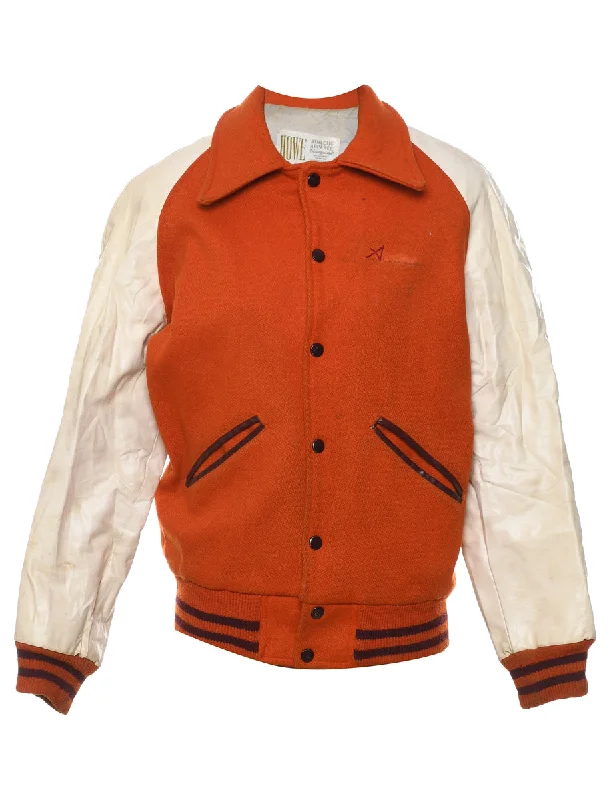 Orange & Brown WM BYARD Band 1970s Varsity Jacket - L Cotton Jacket Linen Jacket Terry Jacket Orange & Brown WM BYARD Band 1970s Varsity Jacket - L Cotton Jacket Linen Jacket Terry Jacket
