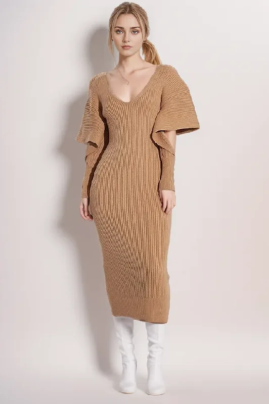 Carisah Knit Sweater Dress Ribbed Striped Patterned