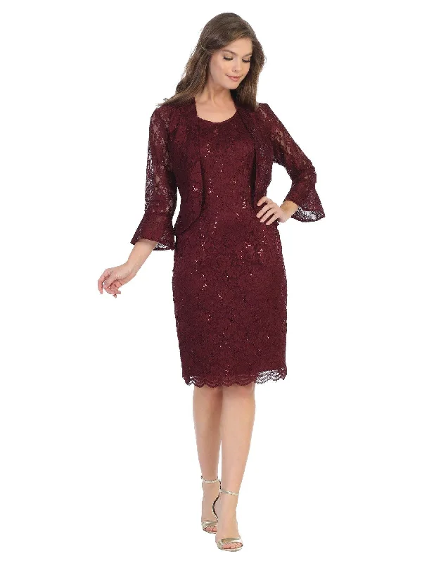 Short Mother of the Bride 2 Piece Lace Jacket Dress Mesh Jacket Canvas Jacket Denim Jacket