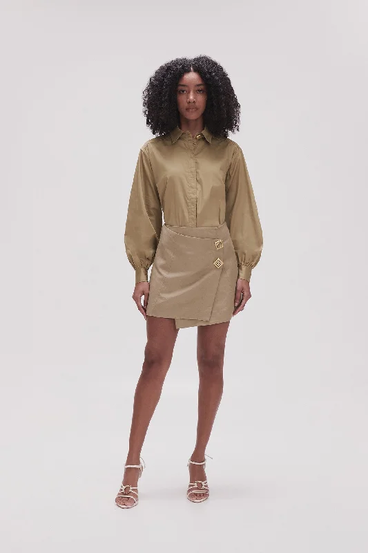 Realm Wrap Front Mini Skirt silk skirt luxurious