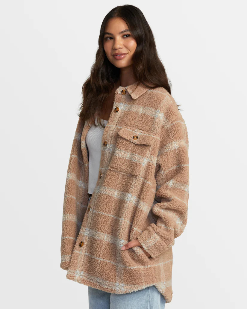 BIRDIE SHACKET FLANNEL JACKET WARM TAUPE Fleece Jacket Down Jacket Parka