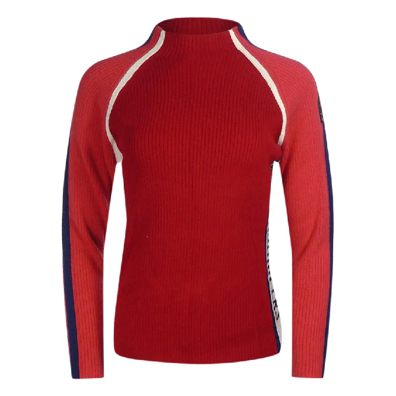Parajumpers Branded Sides Knitted Red Sweater Satin Blend Silk Blend Wool Blend