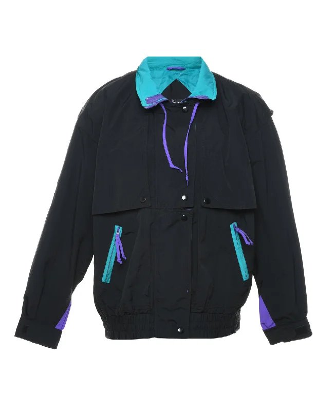 Learsi Black, Purple & Light Blue Contrast Trim Nylon Jacket - M Jersey Jacket Tulle Jacket Batik Jacket Learsi Black, Purple & Light Blue Contrast Trim Nylon Jacket - M Jersey Jacket Tulle Jacket Batik Jacket